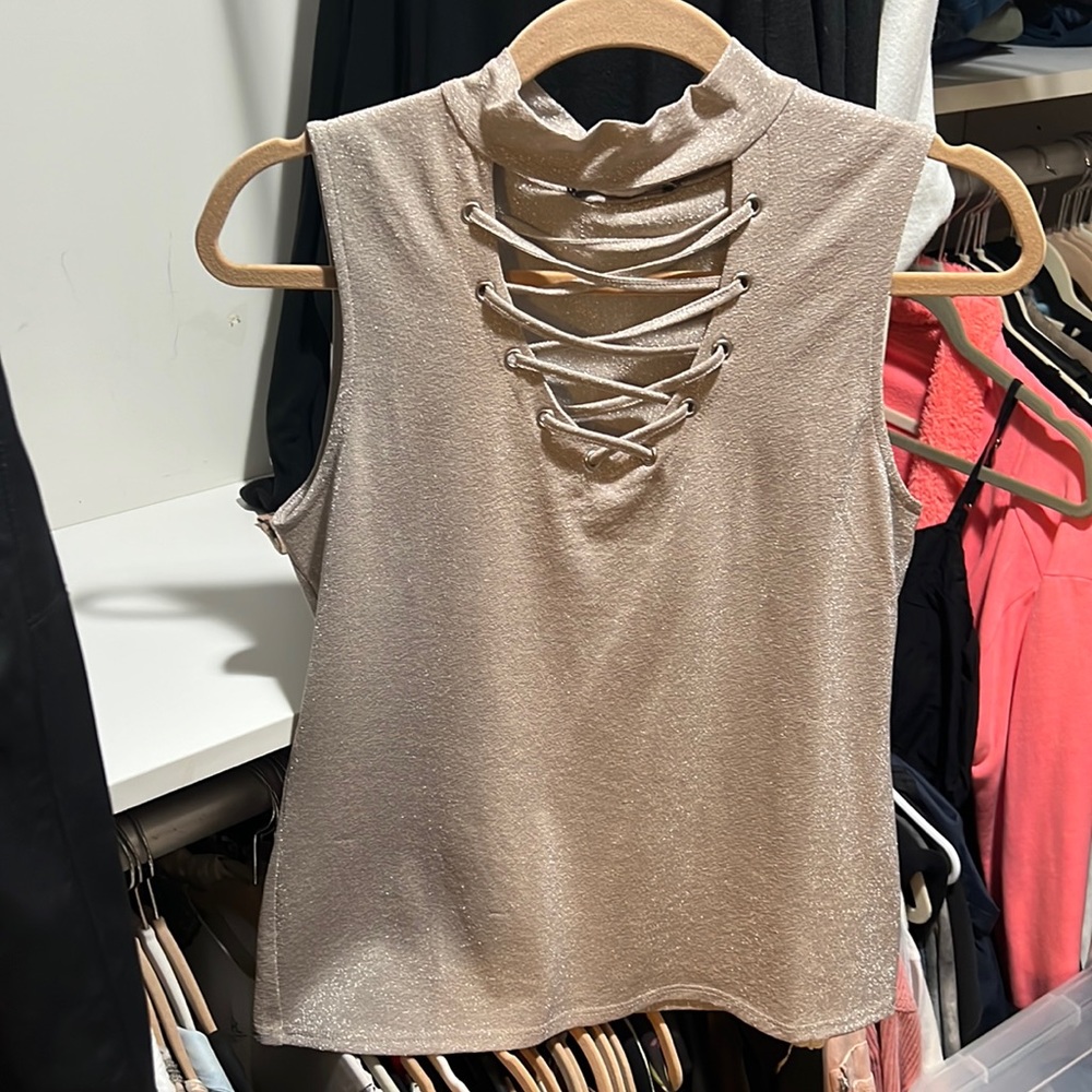 Generation Love NWT lurex tank. Taupe with shimmer. Sz M. Holiday ready.